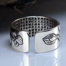 Load image into Gallery viewer, 100%Pure Silver Jewelry Lotus Flower Open Ring For Men