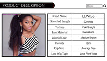 Load image into Gallery viewer, EEWIGS Kinky Straight Synthetic Wig 180% Density Black Wig With Natural Hairline Heat Resistant Lace Front Wigs For Black Women