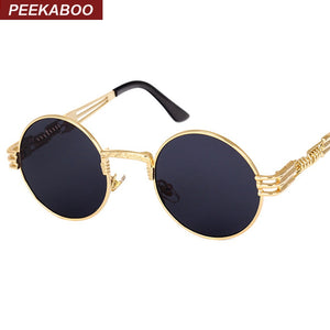 Peekaboo vintage retro mirror sunglasses gold and black sun glasses vintage round circle