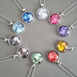 handmade full moon lunar eclipse glow in the dark necklace