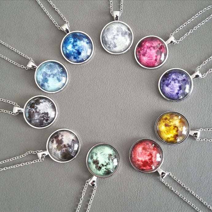 handmade full moon lunar eclipse glow in the dark necklace