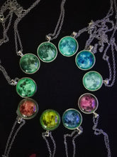Load image into Gallery viewer, handmade full moon lunar eclipse glow in the dark necklace