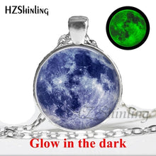 Load image into Gallery viewer, handmade full moon lunar eclipse glow in the dark necklace