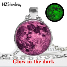 Load image into Gallery viewer, handmade full moon lunar eclipse glow in the dark necklace