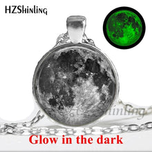 Load image into Gallery viewer, handmade full moon lunar eclipse glow in the dark necklace