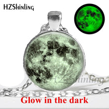 Load image into Gallery viewer, handmade full moon lunar eclipse glow in the dark necklace