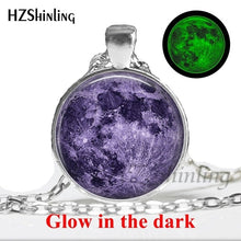 Load image into Gallery viewer, handmade full moon lunar eclipse glow in the dark necklace