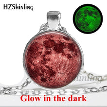 Load image into Gallery viewer, handmade full moon lunar eclipse glow in the dark necklace