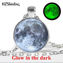 Load image into Gallery viewer, handmade full moon lunar eclipse glow in the dark necklace