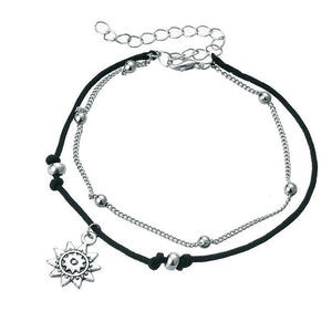 Vintage Multiple Layers Anklets Retro Elephant Sun Pendant Foot Jewelry