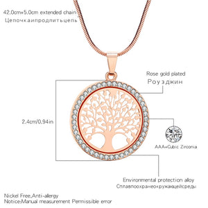 Tree of Life Crystal  Pendant Necklace