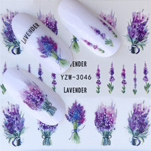 Load image into Gallery viewer, Nail Stickers of lavender blooming Flowers and more... for nail art