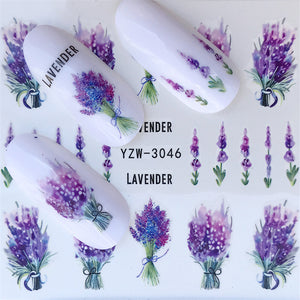 Nail Stickers of lavender blooming Flowers and more... for nail art