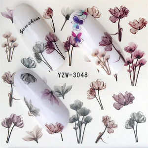 Nail Stickers of lavender blooming Flowers and more... for nail art