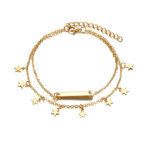 Vintage Multiple Layers Anklets Retro Elephant Sun Pendant Foot Jewelry