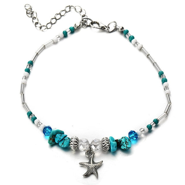 Starfish/ Beads/ Stone Anklet