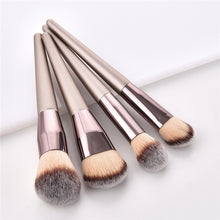 Load image into Gallery viewer, 10pcs/set Champagne makeup brushes set for cosmetic foundation powder blush eyeshadow kabuki blending make up brush beauty tool