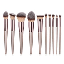 Load image into Gallery viewer, 10pcs/set Champagne makeup brushes set for cosmetic foundation powder blush eyeshadow kabuki blending make up brush beauty tool