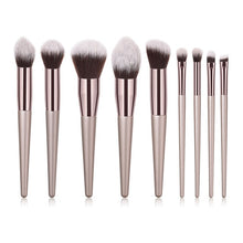 Load image into Gallery viewer, 10pcs/set Champagne makeup brushes set for cosmetic foundation powder blush eyeshadow kabuki blending make up brush beauty tool