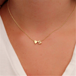 Dainty  personalized Letter heart  Necklace