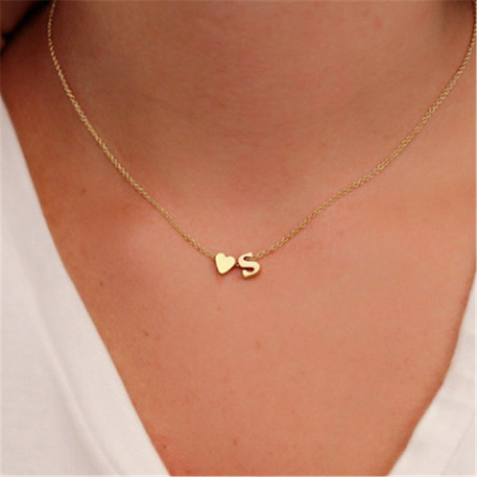 Dainty  personalized Letter heart  Necklace