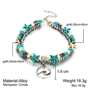 Starfish/ Beads/ Stone Anklet