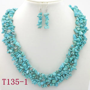 WUBIANLU Garnet Purple Crystal Fluorite Coral crystal Necklace Earrings Hot Sale Suitable Women Banquet Jewelry Fashion Style