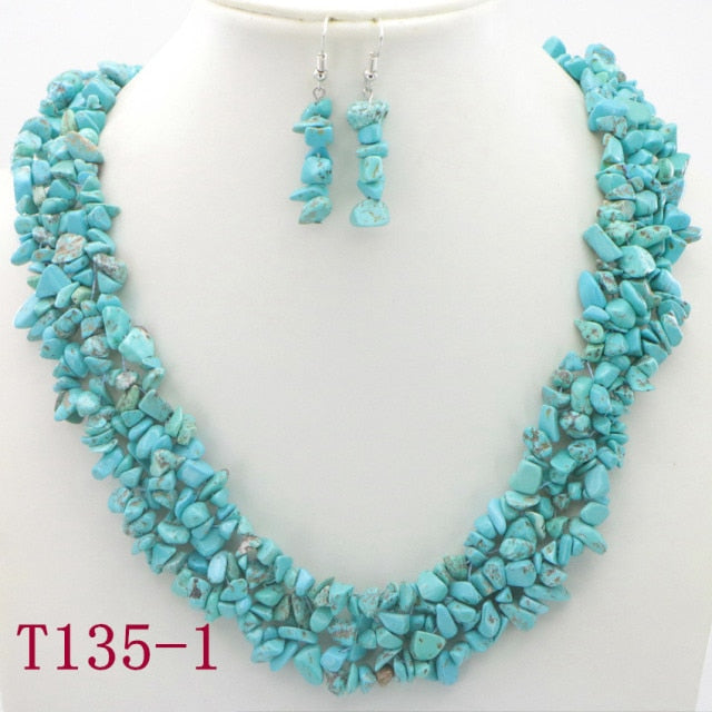 WUBIANLU Garnet Purple Crystal Fluorite Coral crystal Necklace Earrings Hot Sale Suitable Women Banquet Jewelry Fashion Style