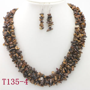 WUBIANLU Garnet Purple Crystal Fluorite Coral crystal Necklace Earrings Hot Sale Suitable Women Banquet Jewelry Fashion Style