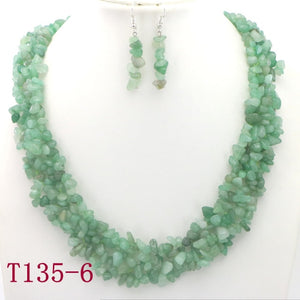 WUBIANLU Garnet Purple Crystal Fluorite Coral crystal Necklace Earrings Hot Sale Suitable Women Banquet Jewelry Fashion Style