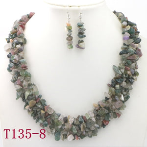 WUBIANLU Garnet Purple Crystal Fluorite Coral crystal Necklace Earrings Hot Sale Suitable Women Banquet Jewelry Fashion Style