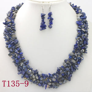 WUBIANLU Garnet Purple Crystal Fluorite Coral crystal Necklace Earrings Hot Sale Suitable Women Banquet Jewelry Fashion Style