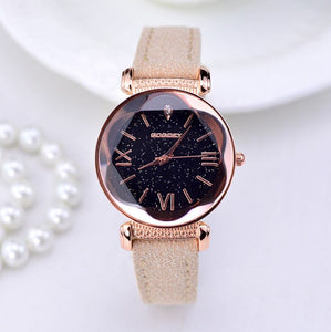Rose Gold Leather band ladies watch