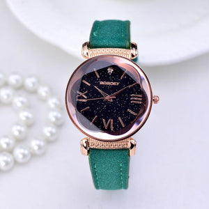 Rose Gold Leather band ladies watch