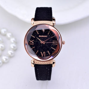 Rose Gold Leather band ladies watch