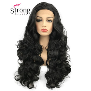 StrongBeauty Lace Front Wigs  Brown Mix Glueless Long Wavy Heat Resistant Hair Wig
