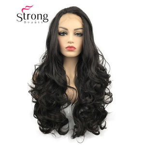 StrongBeauty Lace Front Wigs  Brown Mix Glueless Long Wavy Heat Resistant Hair Wig