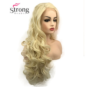 StrongBeauty Lace Front Wigs  Brown Mix Glueless Long Wavy Heat Resistant Hair Wig