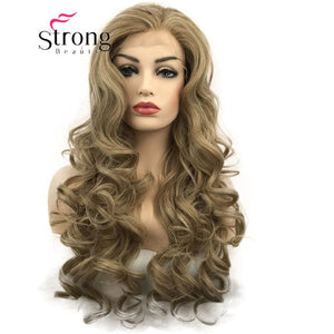 StrongBeauty Lace Front Wigs  Brown Mix Glueless Long Wavy Heat Resistant Hair Wig