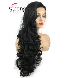 StrongBeauty Lace Front Wigs  Brown Mix Glueless Long Wavy Heat Resistant Hair Wig