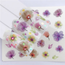 Load image into Gallery viewer, Nail Stickers of lavender blooming Flowers and more... for nail art