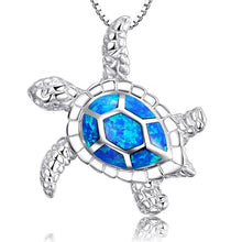 Load image into Gallery viewer, Fashion Silver Filled Blue Imitati Opal Sea Turtle Pendant Necklace for Women