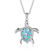 Load image into Gallery viewer, Fashion Silver Filled Blue Imitati Opal Sea Turtle Pendant Necklace for Women