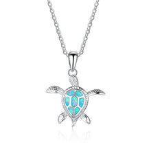 Load image into Gallery viewer, Fashion Silver Filled Blue Imitati Opal Sea Turtle Pendant Necklace for Women