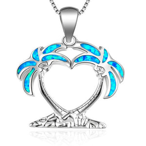 Fashion Silver Filled Blue Imitati Opal Sea Turtle Pendant Necklace for Women