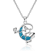 Load image into Gallery viewer, Fashion Silver Filled Blue Imitati Opal Sea Turtle Pendant Necklace for Women