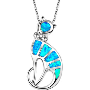 Fashion Silver Filled Blue Imitati Opal Sea Turtle Pendant Necklace for Women