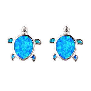 Fashion Silver Filled Blue Imitati Opal Sea Turtle Pendant Necklace for Women