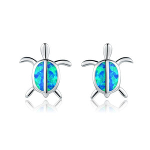 Fashion Silver Filled Blue Imitati Opal Sea Turtle Pendant Necklace for Women