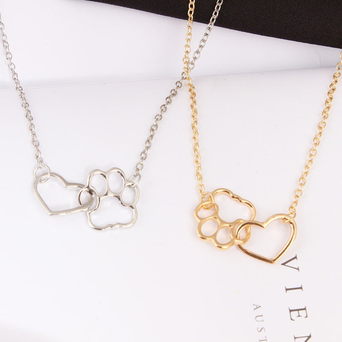 Hollow Pet Paw Footprint Necklaces